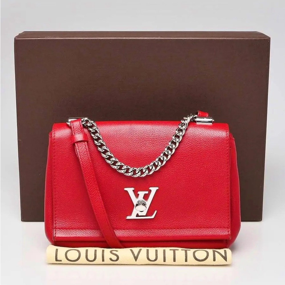 RARE Louis Vuitton Lockme 2 BB Leather red Handbag leather LIKE NEW - Picture 2 of 12